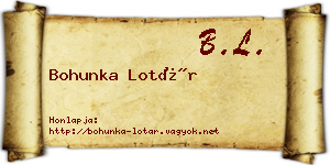 Bohunka Lotár névjegykártya